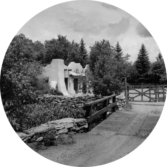 A foggy hillside with Cross in Pecos, New Mexico